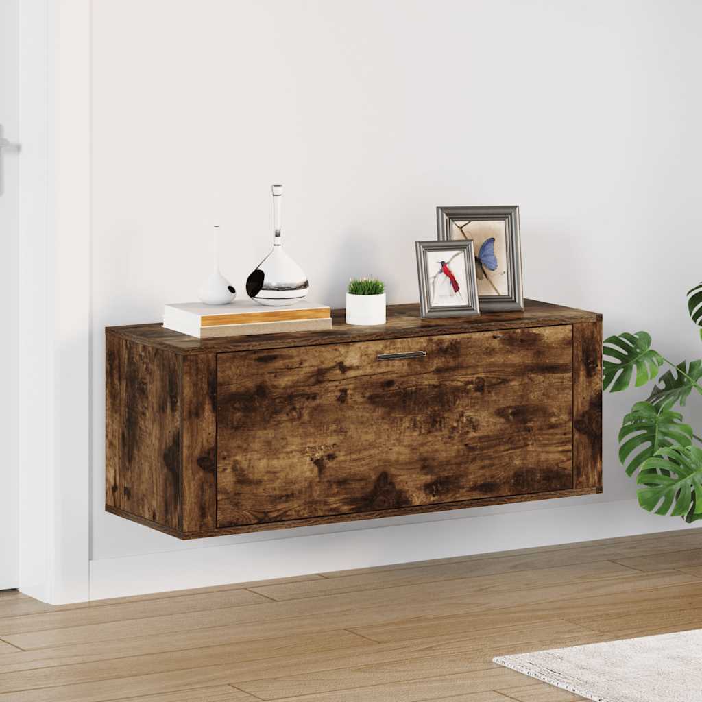 vidaXL Szafka na buty, ścienna, przydymiony dąb, 100x35x38 cm