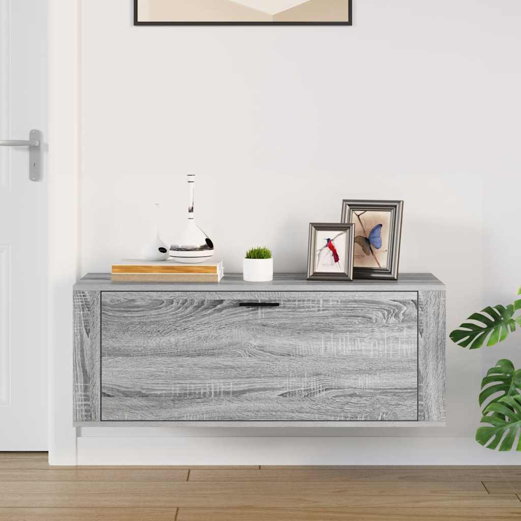 vidaXL Szafka na buty, ścienna, szary dąb sonoma, 100x35x38 cm