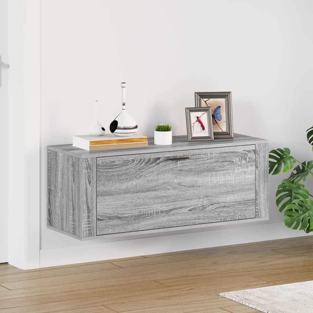 vidaXL Szafka na buty, ścienna, szary dąb sonoma, 100x35x38 cm