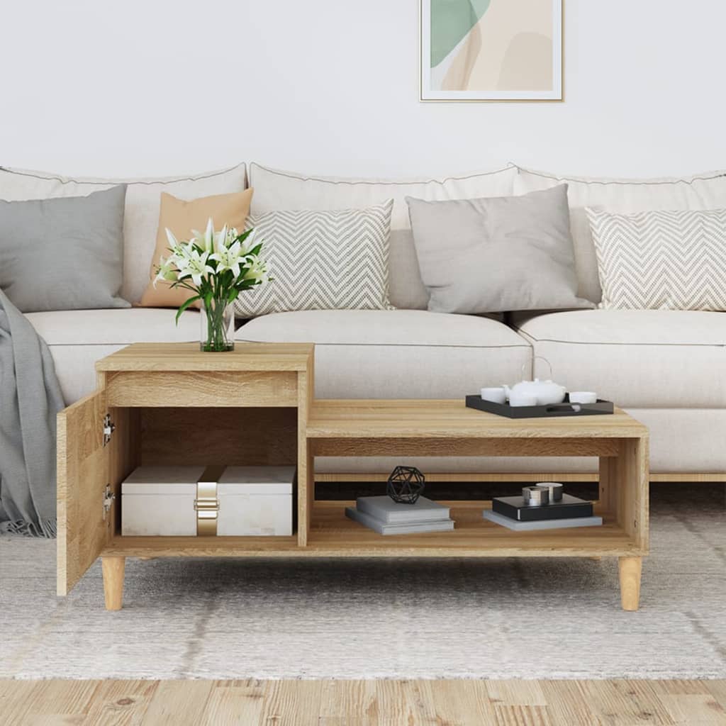 vidaXL Stolik kawowy, dąb sonoma 100x50x45 cm, materiał drewnopochodny