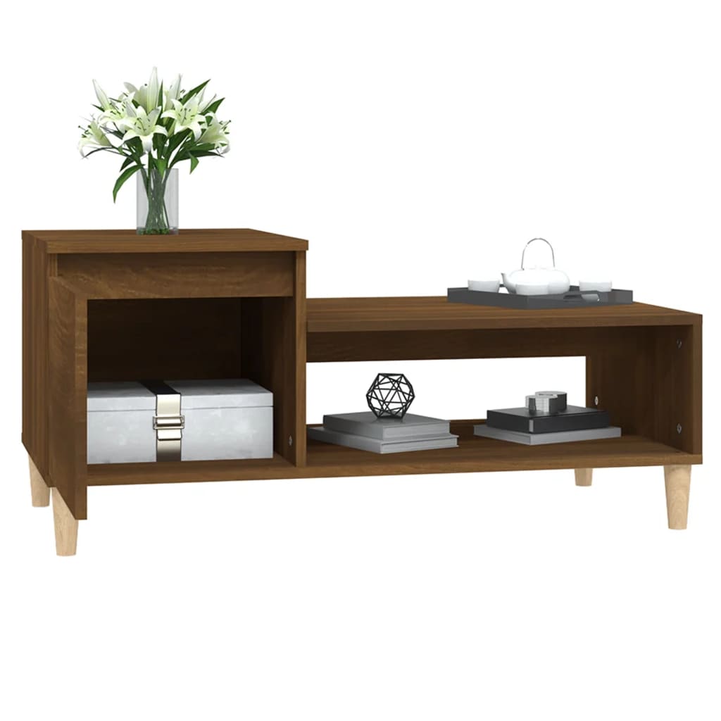 vidaXL Stolik kawowy, brązowy dąb100x50x45 cm, materiał drewnopochodny