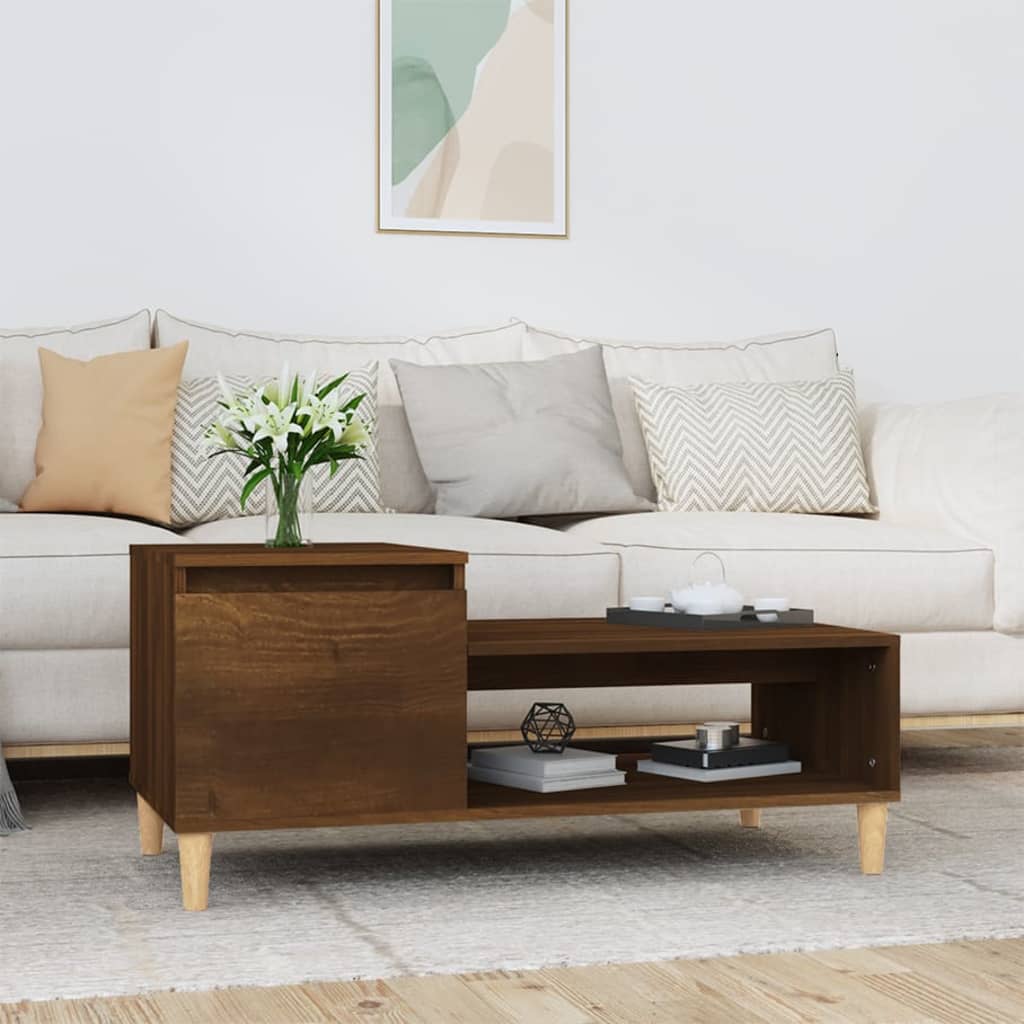 vidaXL Stolik kawowy, brązowy dąb100x50x45 cm, materiał drewnopochodny