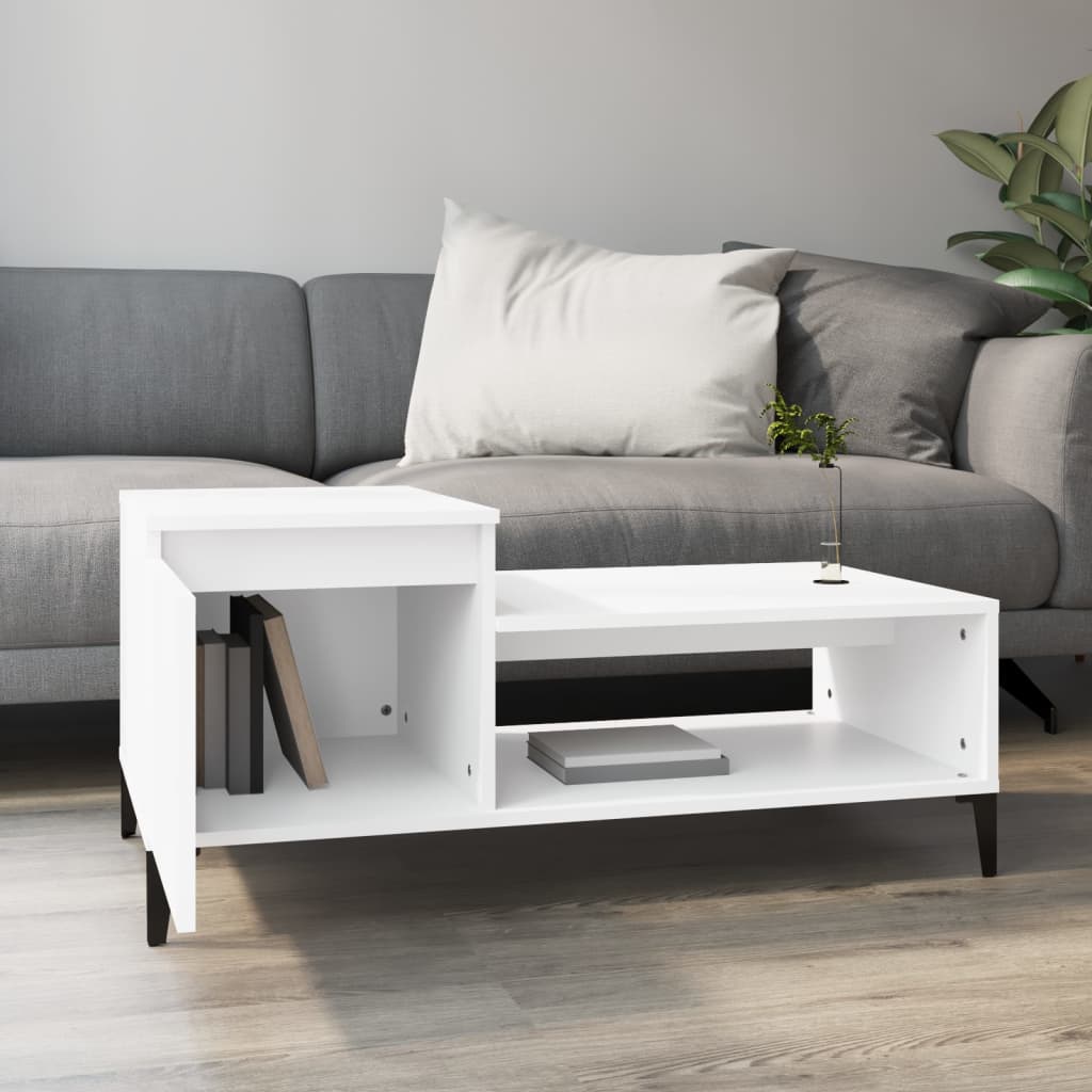 vidaXL Stolik kawowy, biały 100x50x45 cm, materiał drewnopochodny