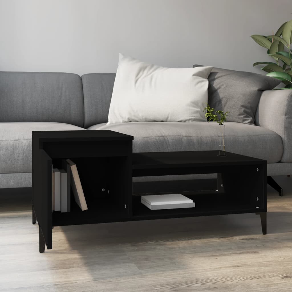 vidaXL Stolik kawowy, czarny 100x50x45 cm, materiał drewnopochodny