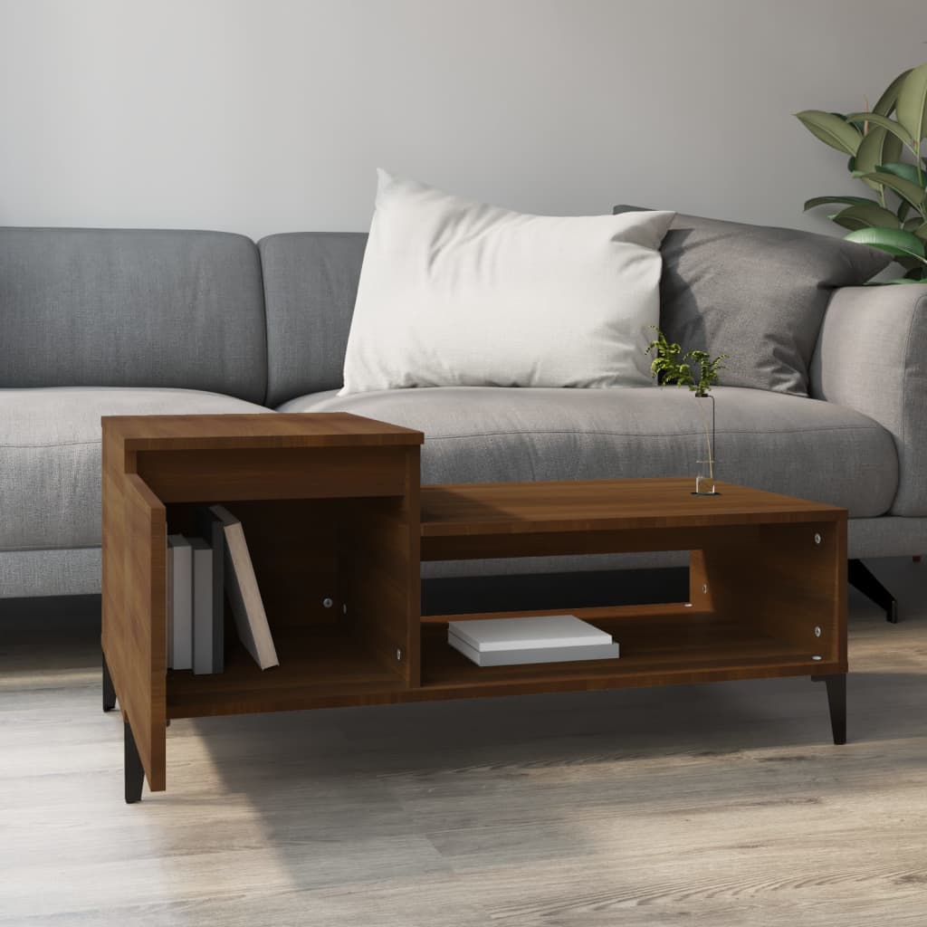 vidaXL Stolik kawowy, brązowy dąb100x50x45 cm, materiał drewnopochodny
