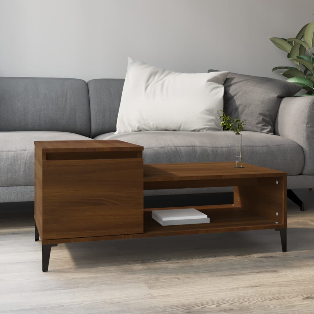 vidaXL Stolik kawowy, brązowy dąb100x50x45 cm, materiał drewnopochodny