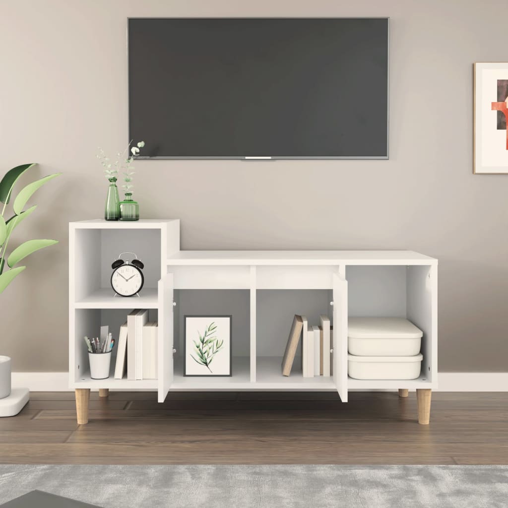 vidaXL Szafka pod TV, biała, 100x35x55 cm, materiał drewnopochodny