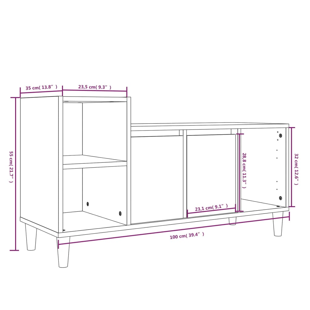 vidaXL Szafka pod TV, biała, 100x35x55 cm, materiał drewnopochodny