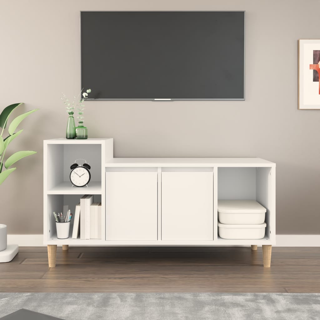 vidaXL Szafka pod TV, biała, 100x35x55 cm, materiał drewnopochodny