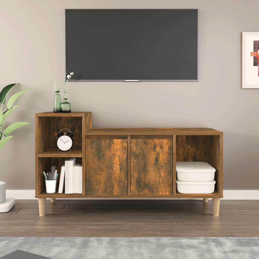 vidaXL Szafka pod telewizor, przydymiony dąb, 100x35x55 cm