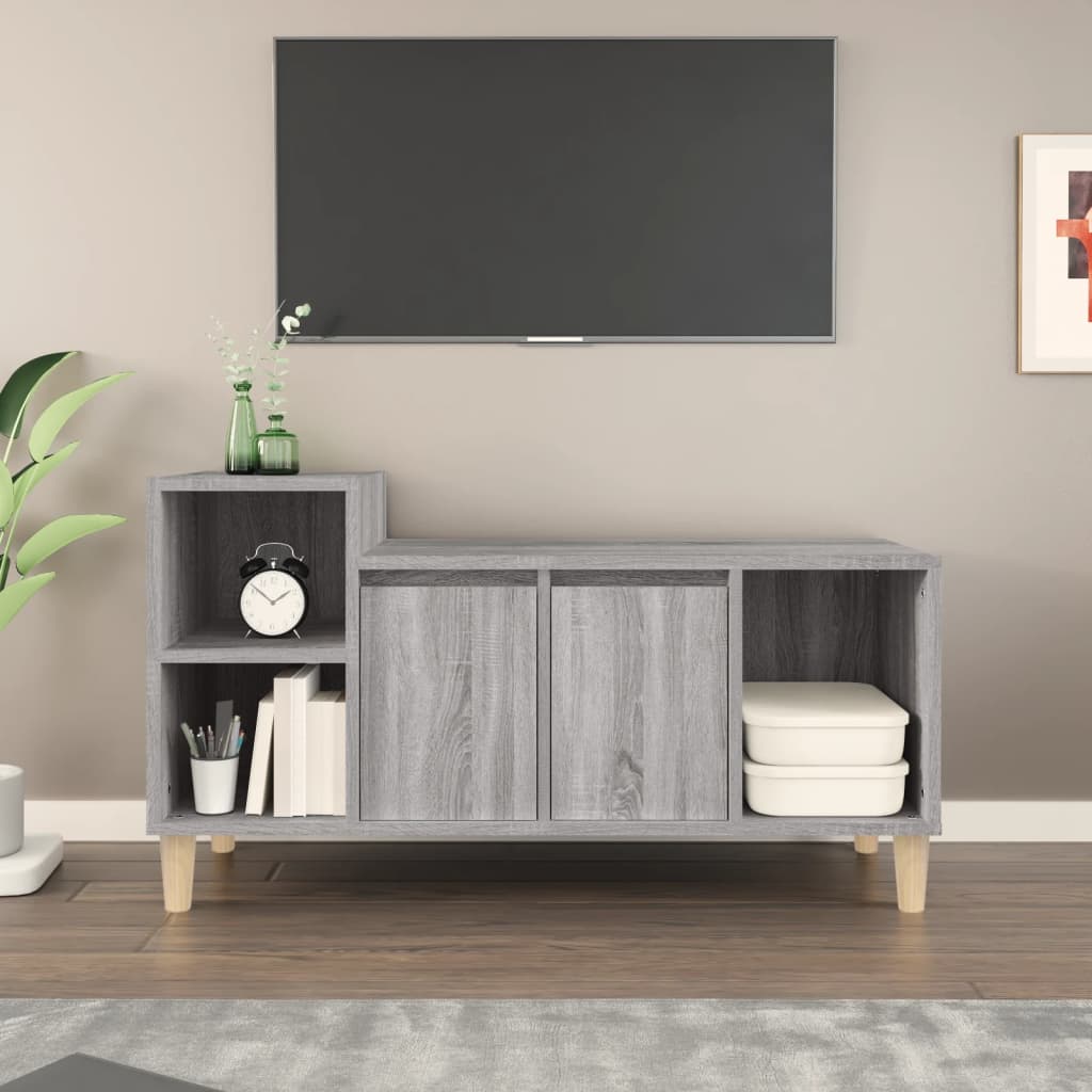 vidaXL Szafka pod telewizor, szary dąb sonoma, 100x35x55 cm