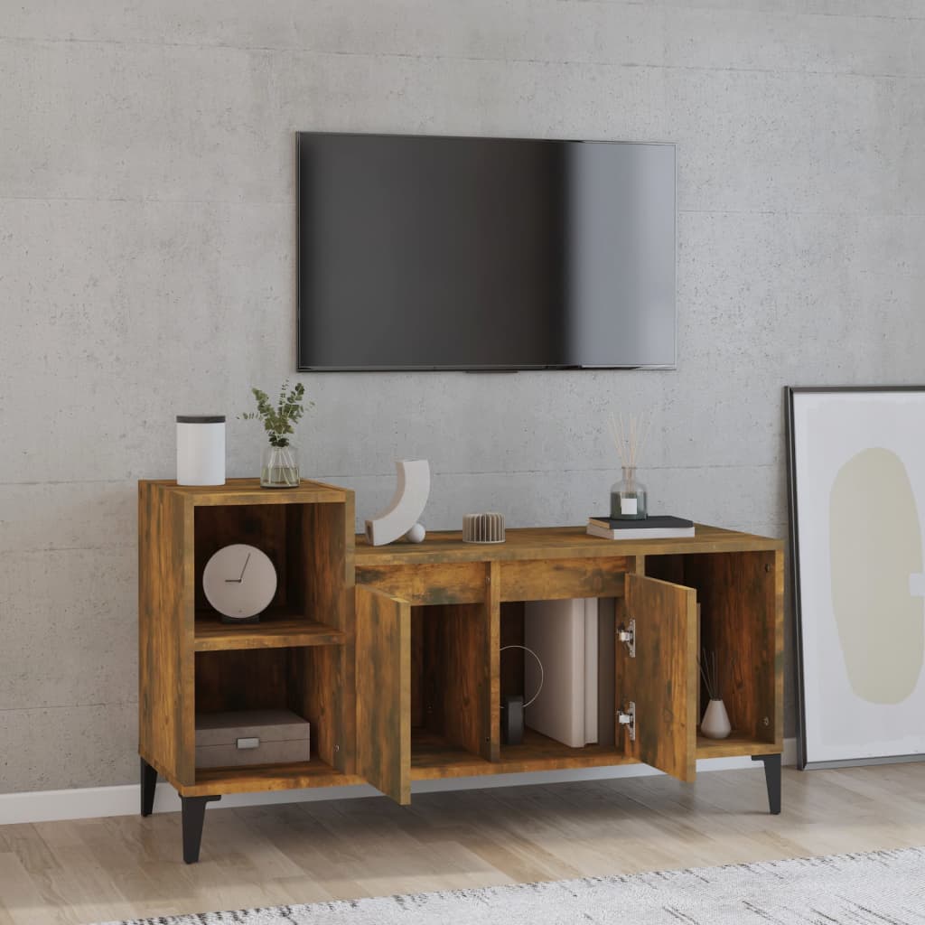 vidaXL Szafka pod telewizor, przydymiony dąb, 100x35x55 cm