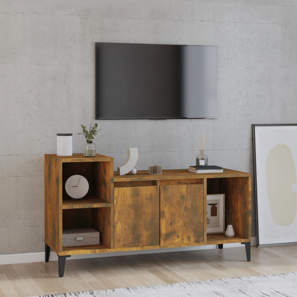 vidaXL Szafka pod telewizor, przydymiony dąb, 100x35x55 cm