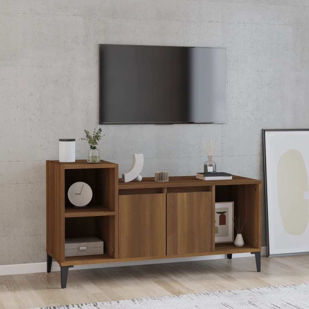 vidaXL Szafka pod telewizor, brązowy dąb, 100x35x55 cm