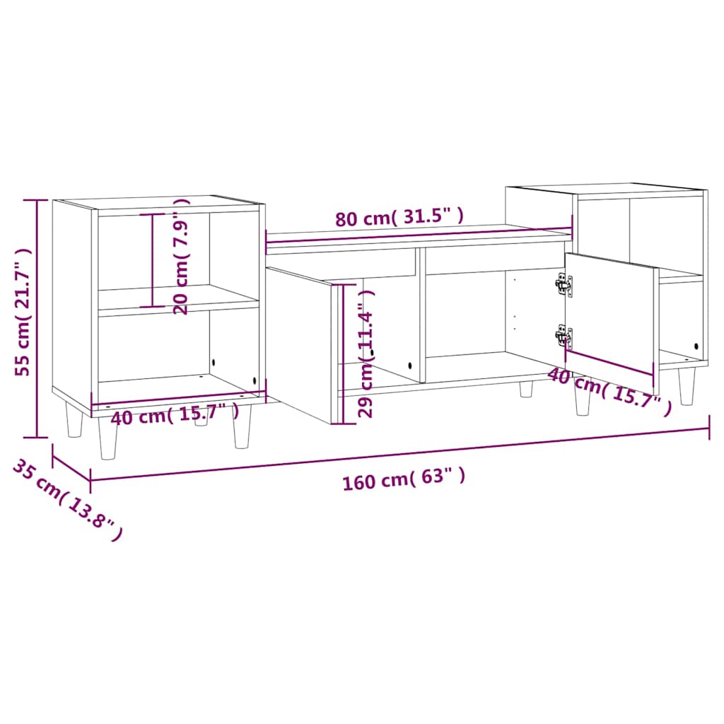 vidaXL Szafka pod TV, biała, 80x36x50 cm, materiał drewnopochodny
