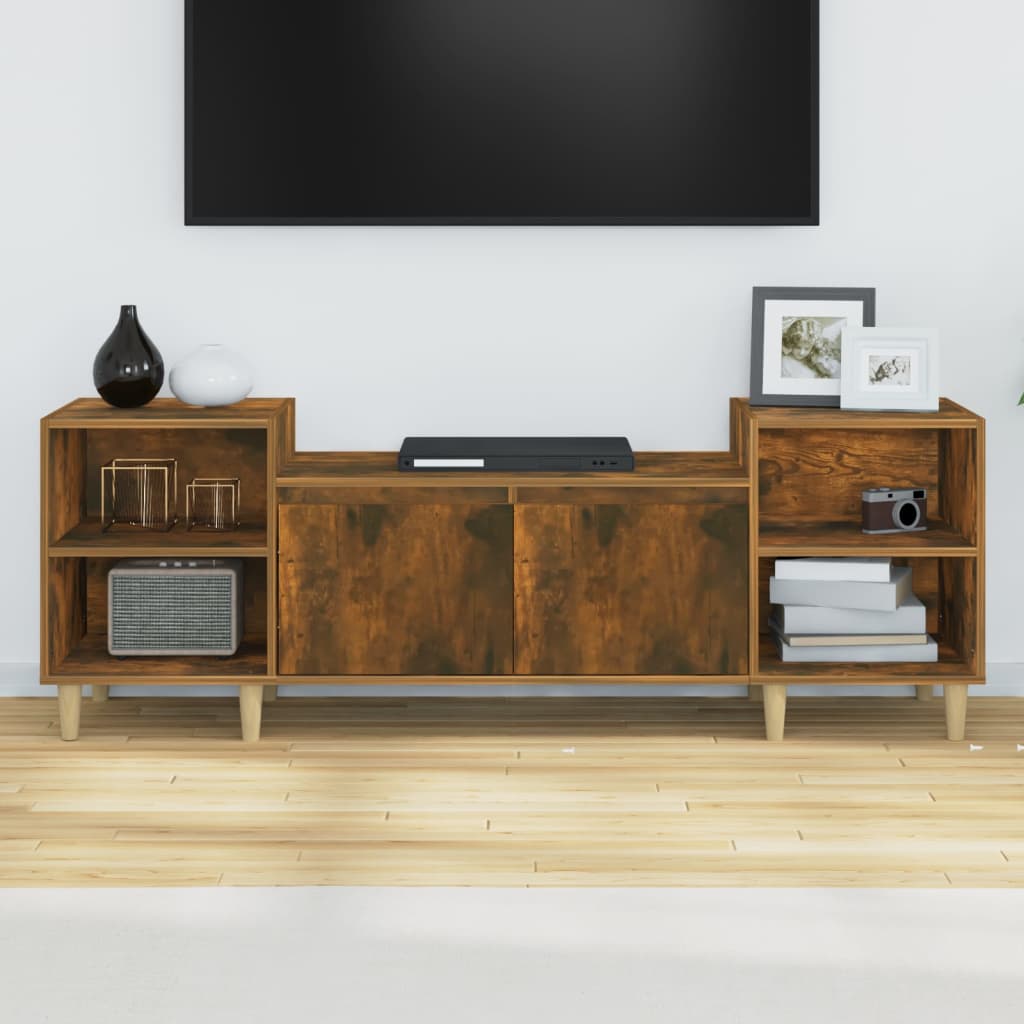 vidaXL Szafka pod telewizor, przydymiony dąb, 160x35x55 cm