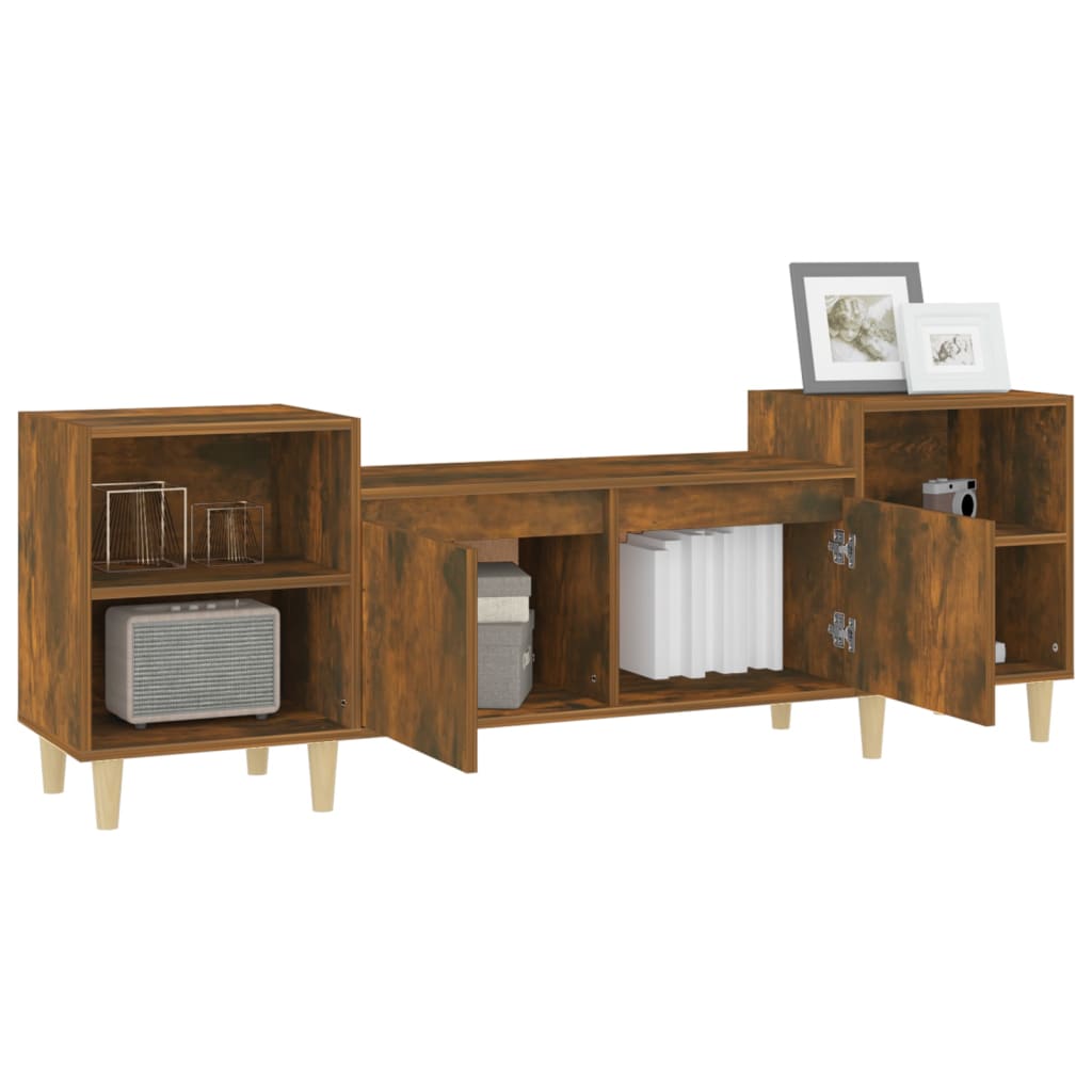 vidaXL Szafka pod telewizor, przydymiony dąb, 160x35x55 cm