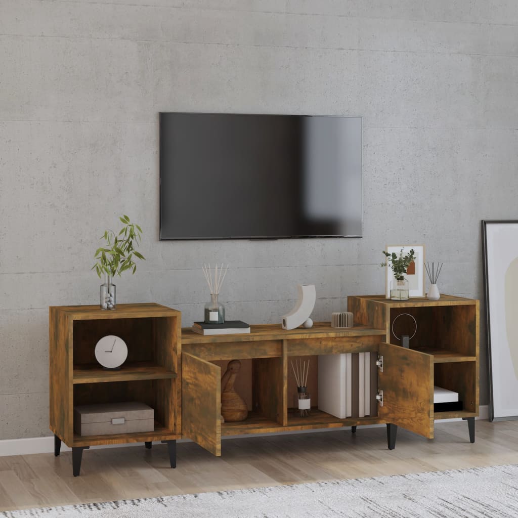 vidaXL Szafka pod telewizor, przydymiony dąb, 160x35x55 cm