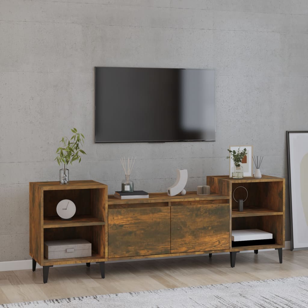 vidaXL Szafka pod telewizor, przydymiony dąb, 160x35x55 cm