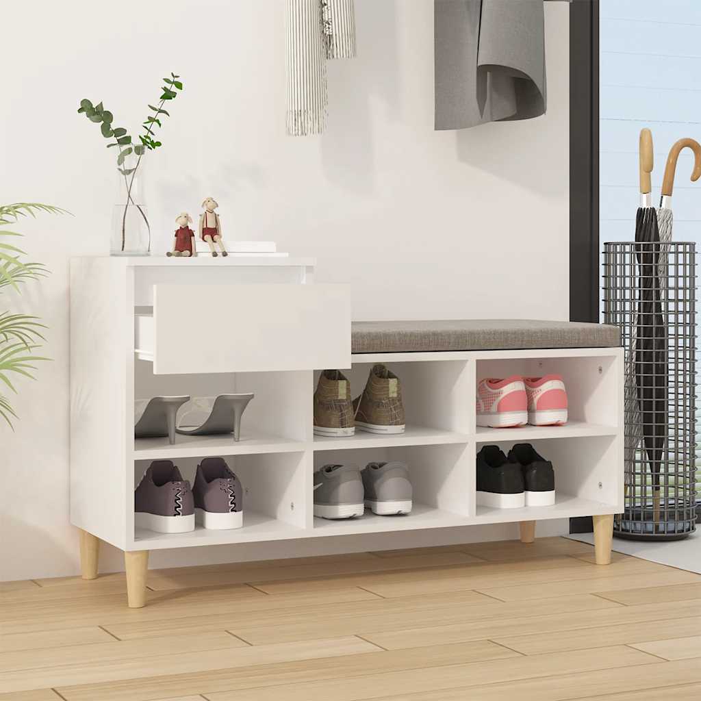 vidaXL Półka na buty, biała, 102x36x60 cm, materiał drewnopochodny