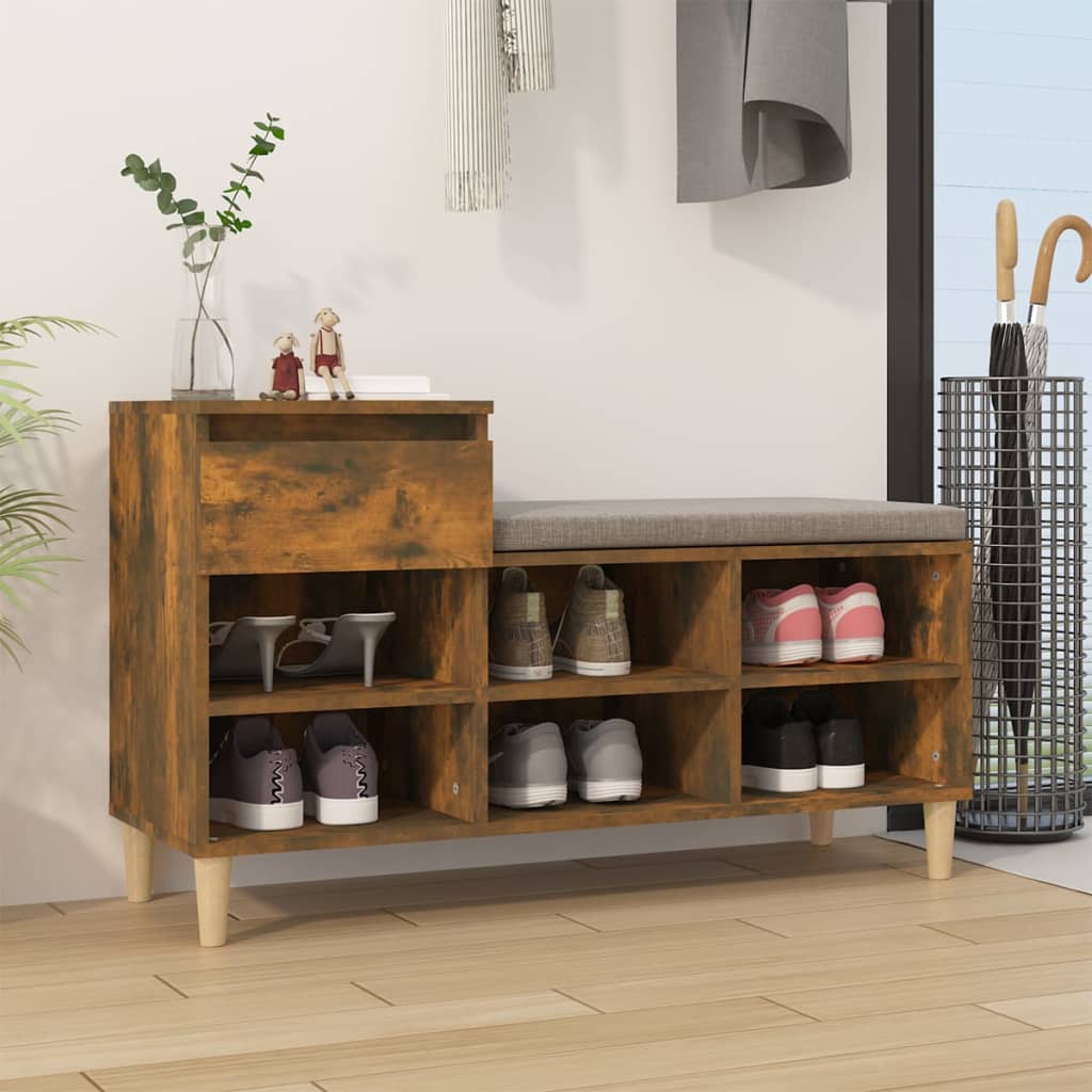 vidaXL Półka na buty, przydymiony dąb, 102x36x60 cm