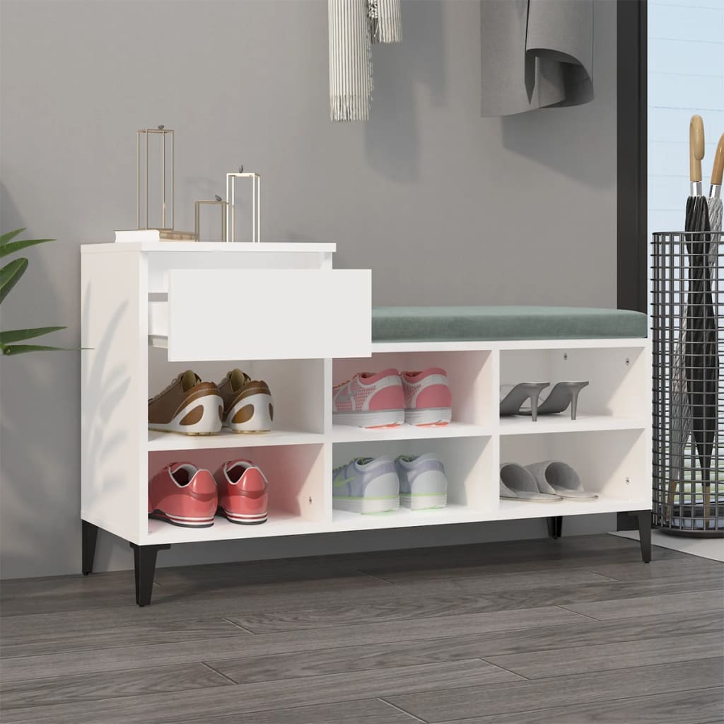 vidaXL Półka na buty, biała, 102x36x60 cm, materiał drewnopochodny