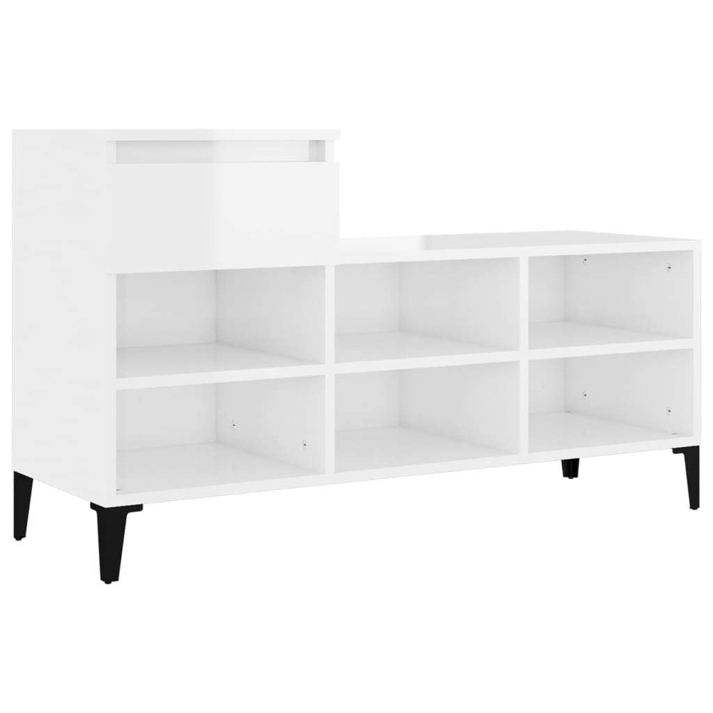 vidaXL Szafka na buty, wysoki połysk, biała, 102x36x60 cm