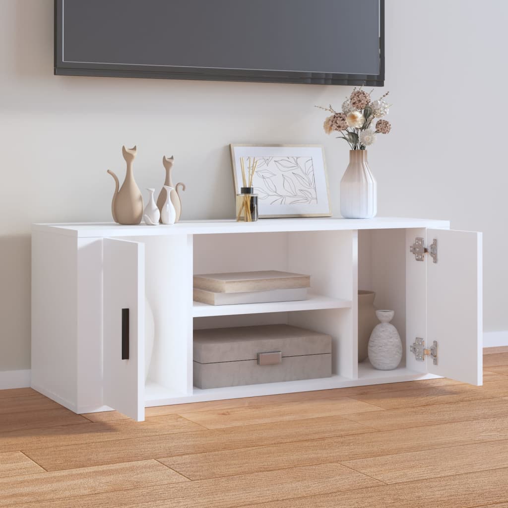 vidaXL Szafka pod TV, biała, 100x35x40 cm, materiał drewnopochodny