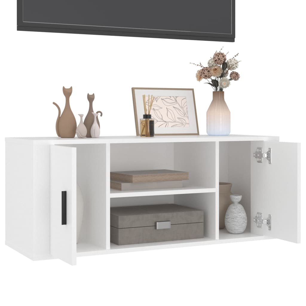 vidaXL Szafka pod TV, biała, 100x35x40 cm, materiał drewnopochodny