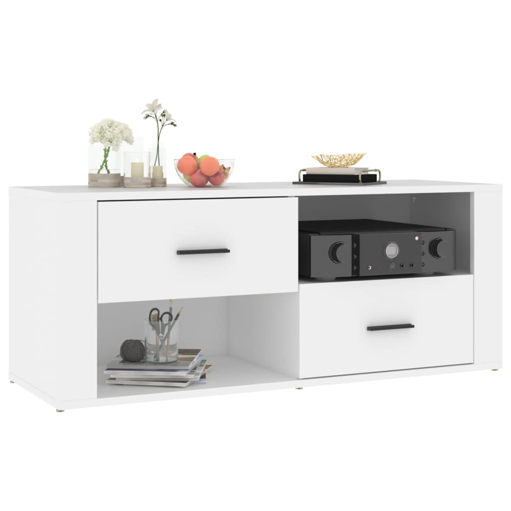 vidaXL Szafka pod TV, biała, 100x35x40 cm, materiał drewnopochodny