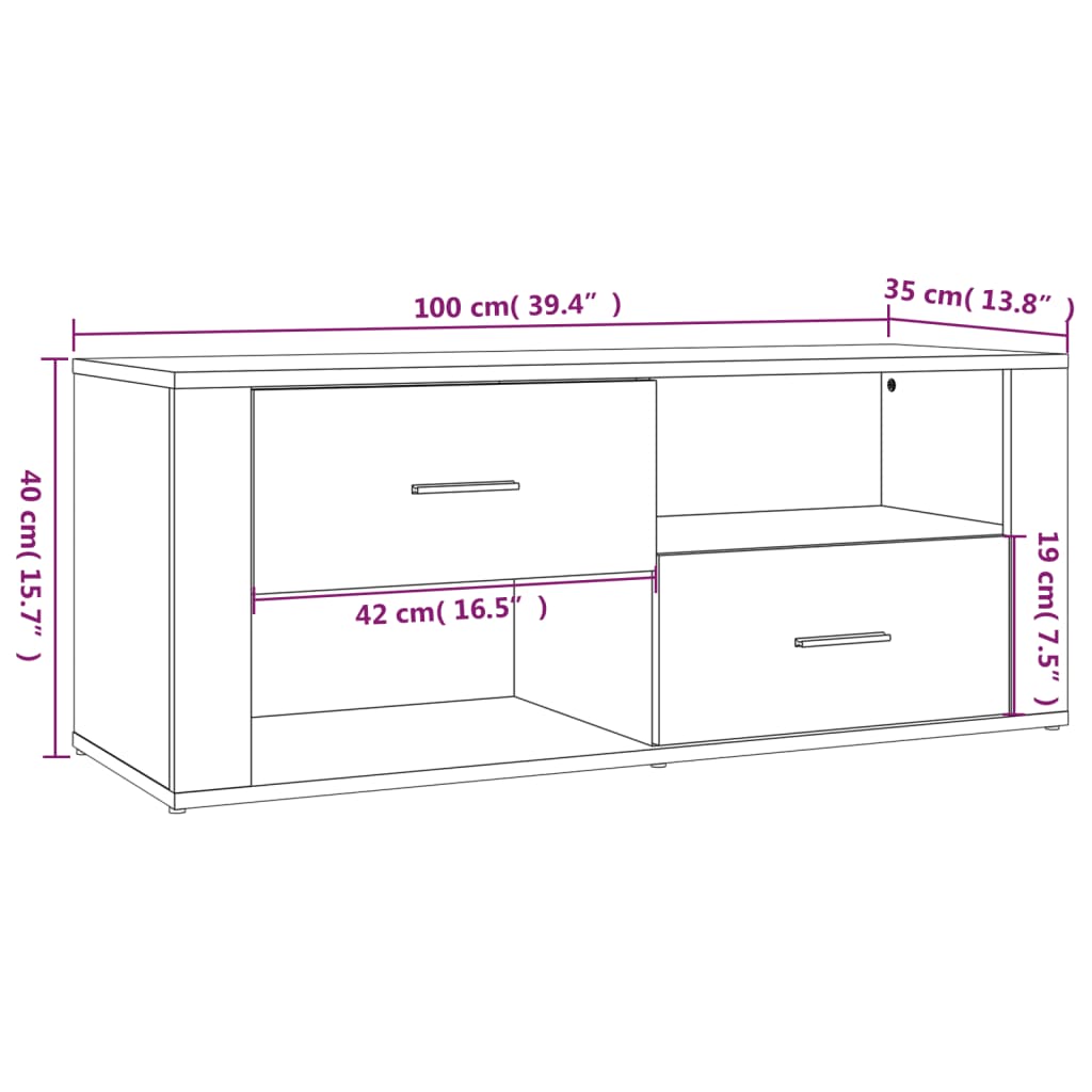 vidaXL Szafka pod TV, biała, 100x35x40 cm, materiał drewnopochodny