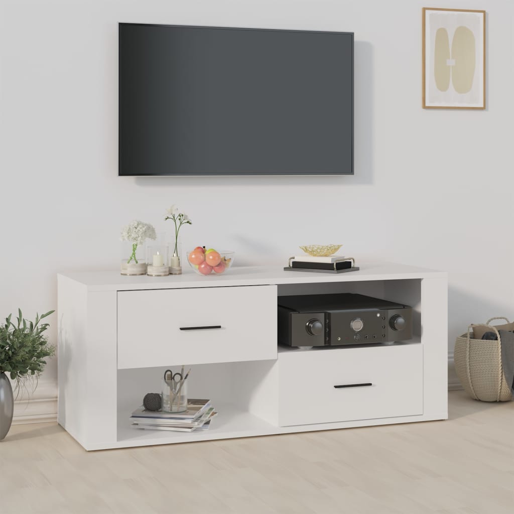 vidaXL Szafka pod TV, biała, 100x35x40 cm, materiał drewnopochodny