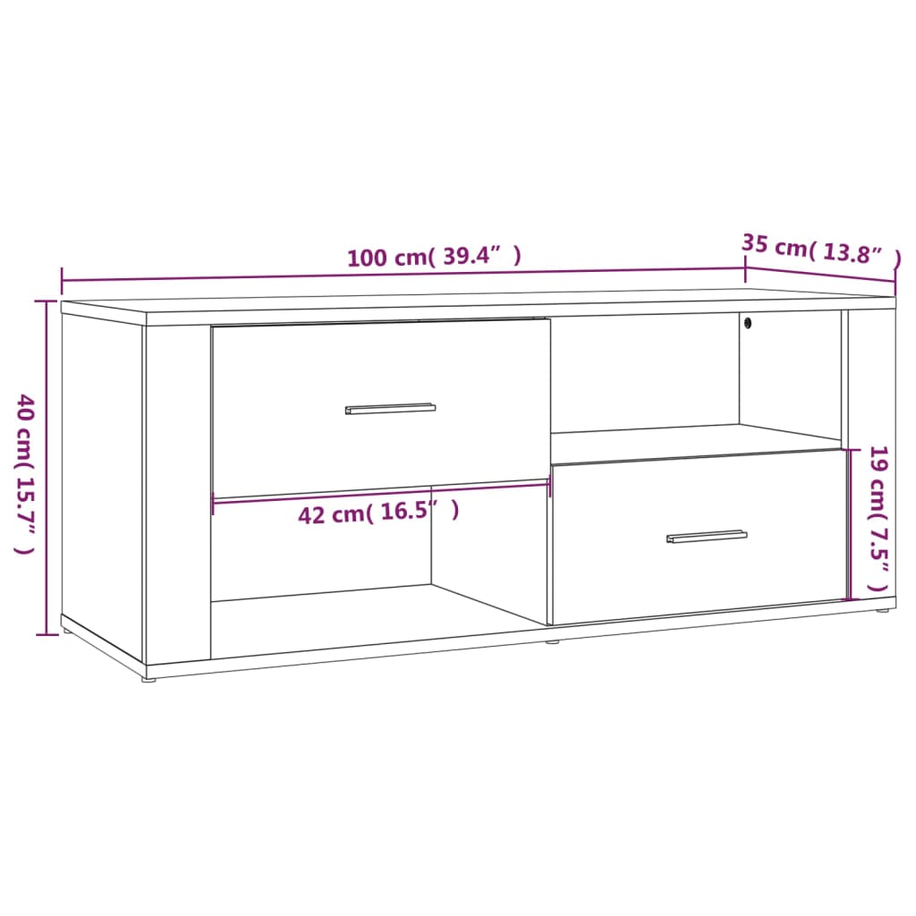 vidaXL Szafka pod TV, szarość betonu, 100x35x40 cm