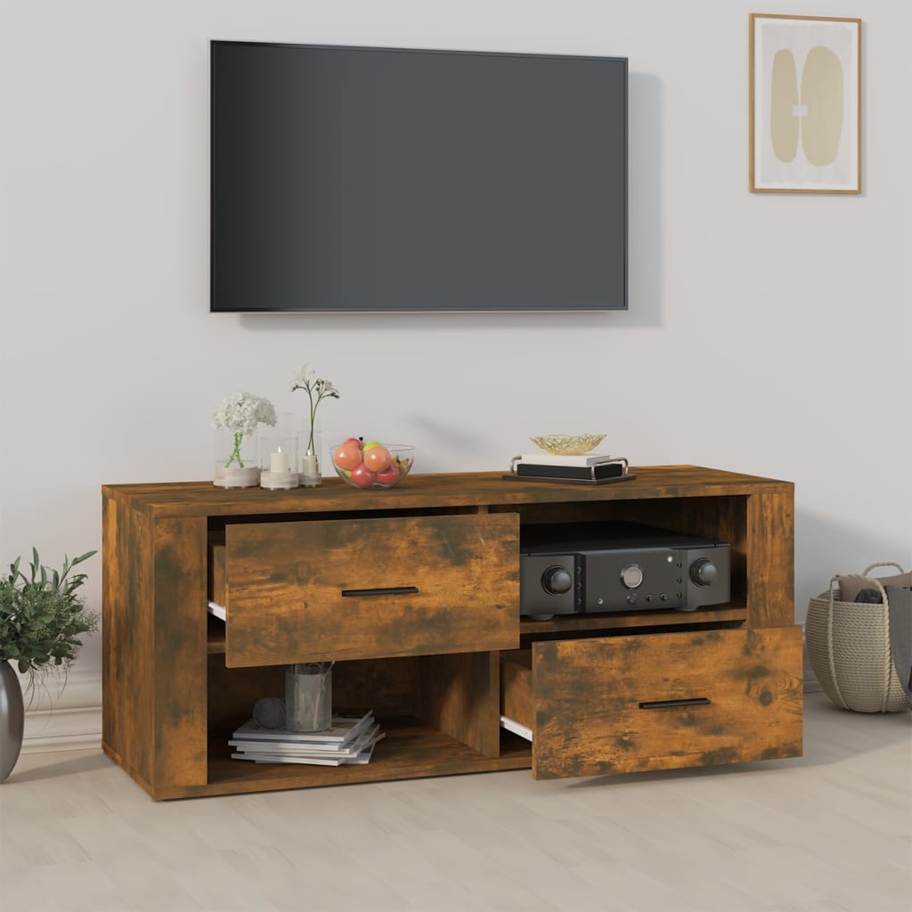 vidaXL Szafka pod telewizor, przydymiony dąb, 100x35x40 cm