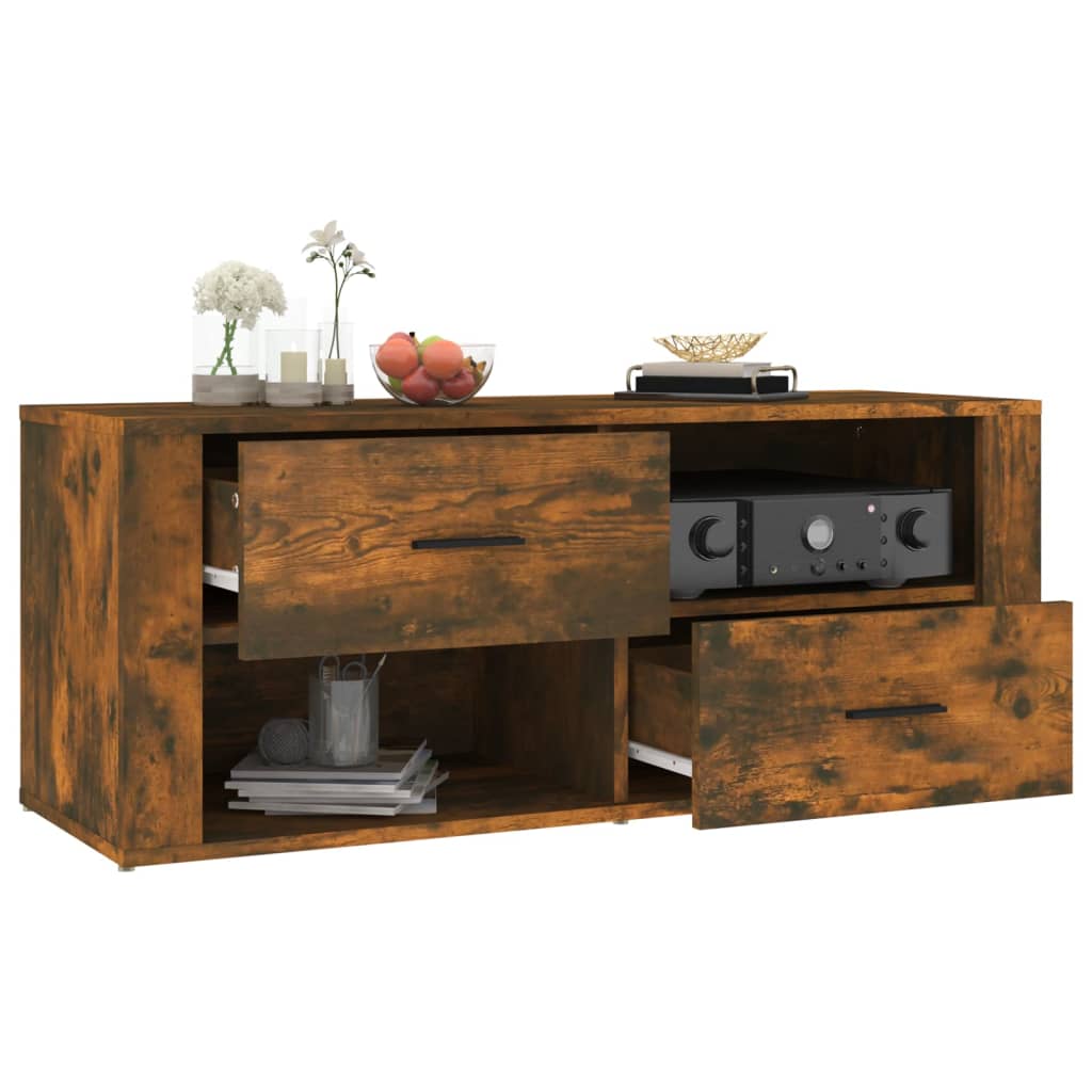 vidaXL Szafka pod telewizor, przydymiony dąb, 100x35x40 cm