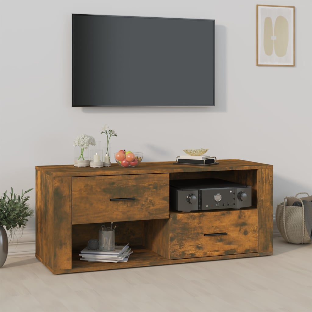 vidaXL Szafka pod telewizor, przydymiony dąb, 100x35x40 cm
