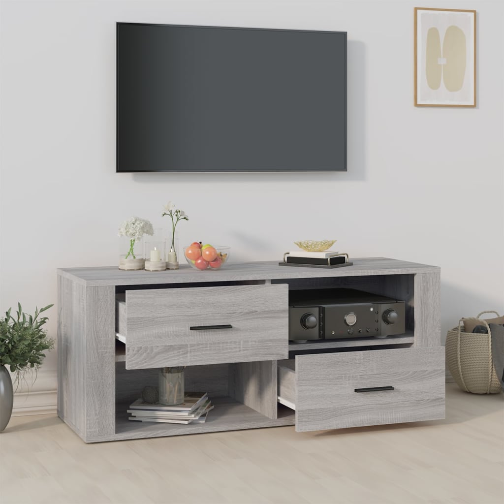 vidaXL Szafka pod telewizor, szary dąb sonoma, 100x35x40 cm