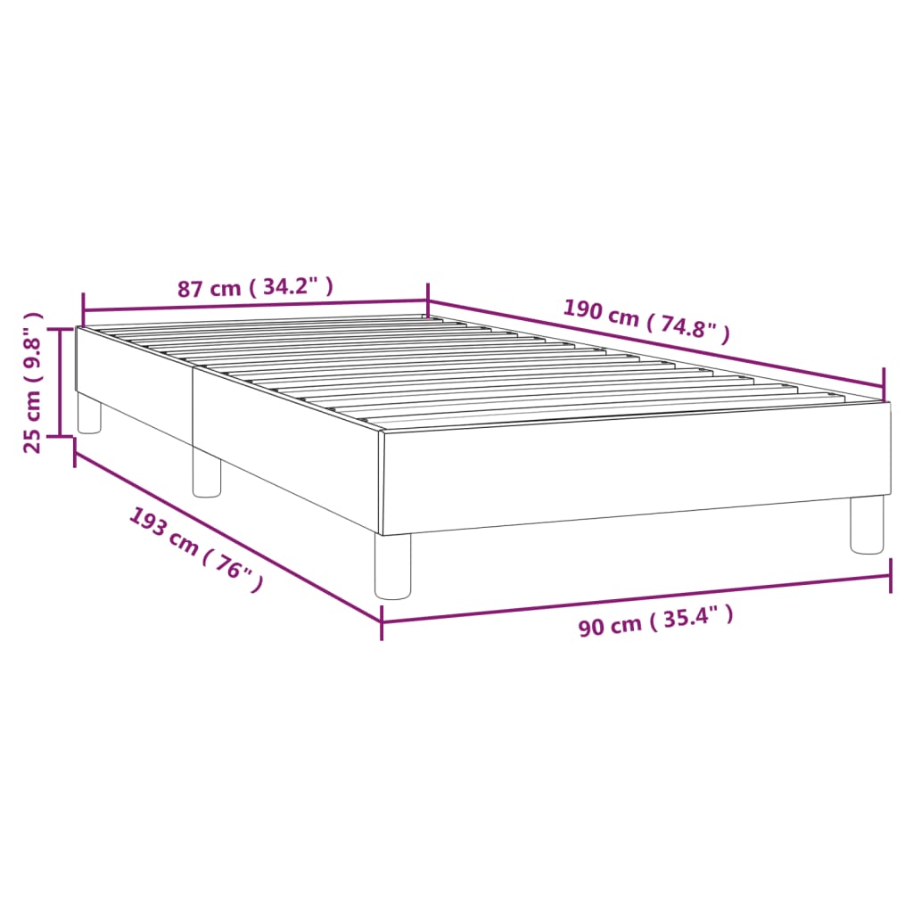vidaXL Łóżko kontynentalne Taupe 90x190 cm Tkanina