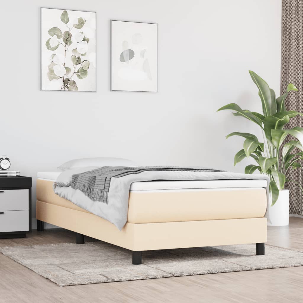 vidaXL Łóżko kontynentalne Kremowa 90x190 cm Tkanina