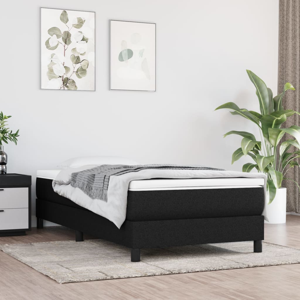 vidaXL Łóżko kontynentalne Czarna 90x200 cm Tkanina
