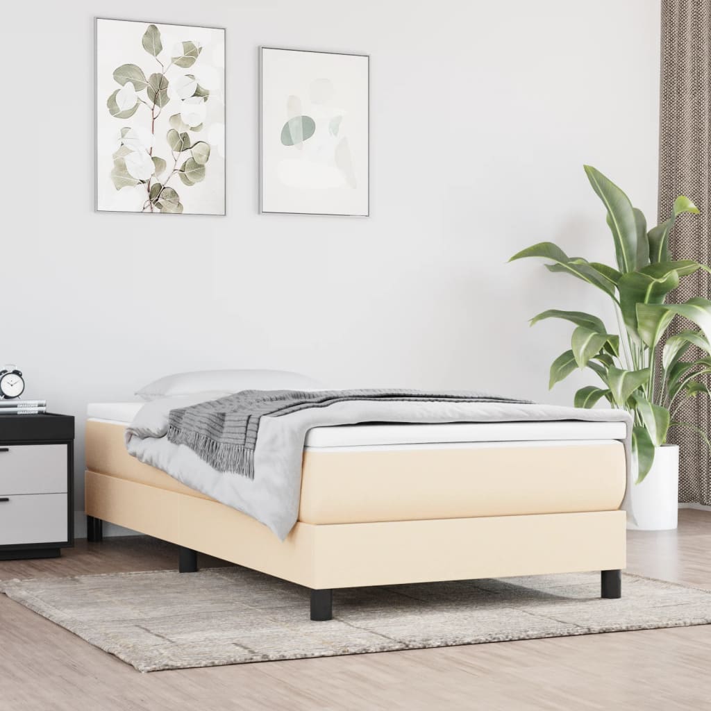 vidaXL Łóżko kontynentalne Kremowa 90x200 cm Tkanina
