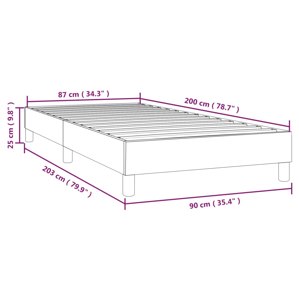 vidaXL Łóżko kontynentalne Niebieska 90x200 cm Tkanina