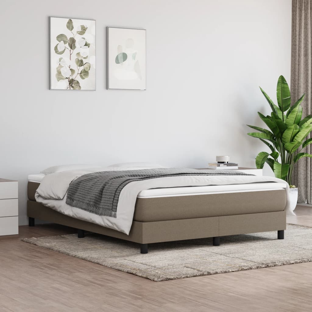 vidaXL Łóżko kontynentalne, taupe, 140x190 cm, obita tkaniną