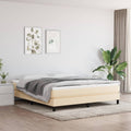 vidaXL Łóżko kontynentalne, kremowa, 160x200 cm, obita tkaniną