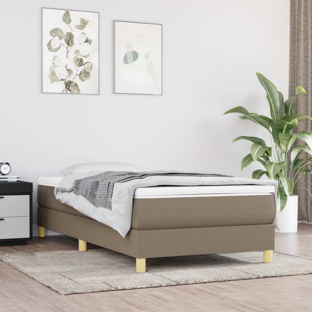 vidaXL Łóżko kontynentalne Taupe 90x190 cm Tkanina