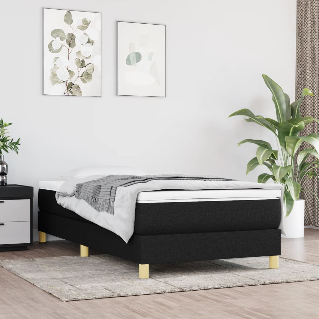 vidaXL Łóżko kontynentalne Czarna 90x200 cm Tkanina