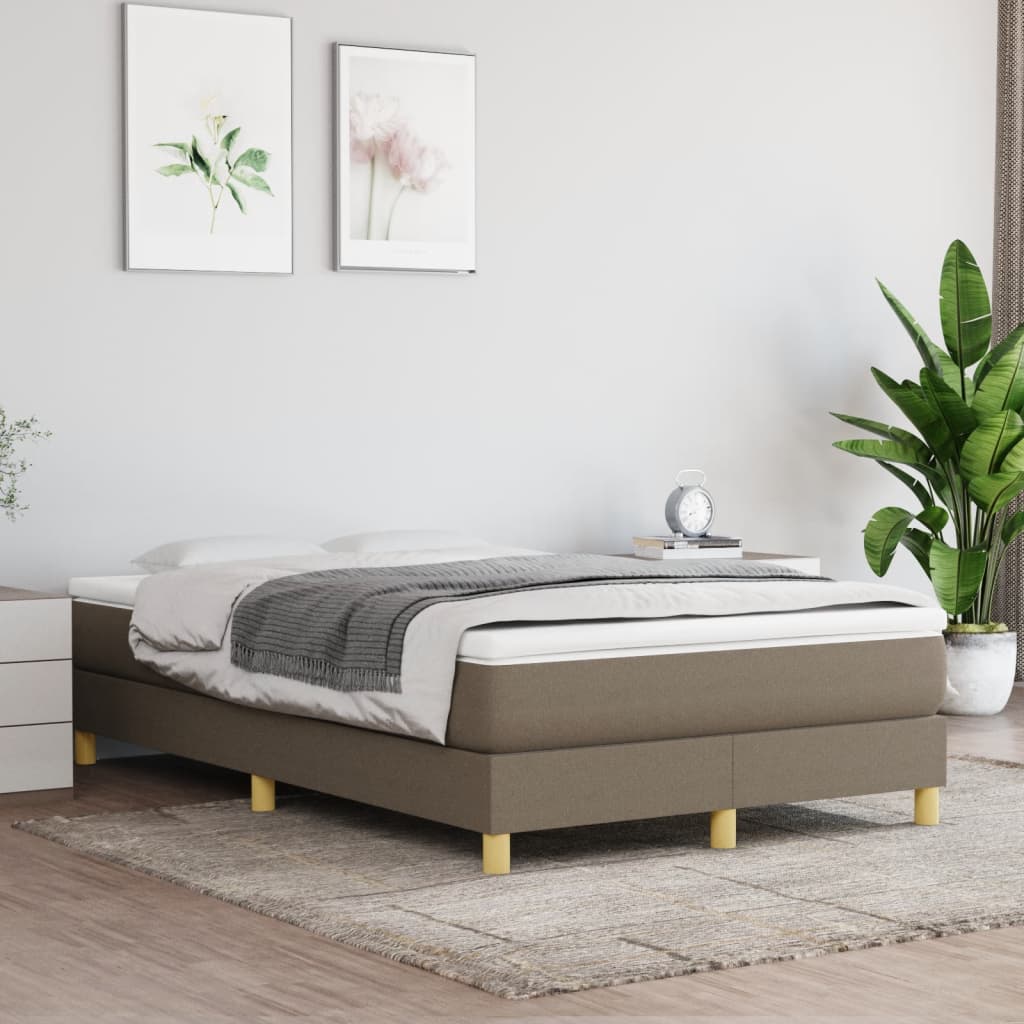vidaXL Łóżko kontynentalne, taupe, 120x200 cm, obita tkaniną