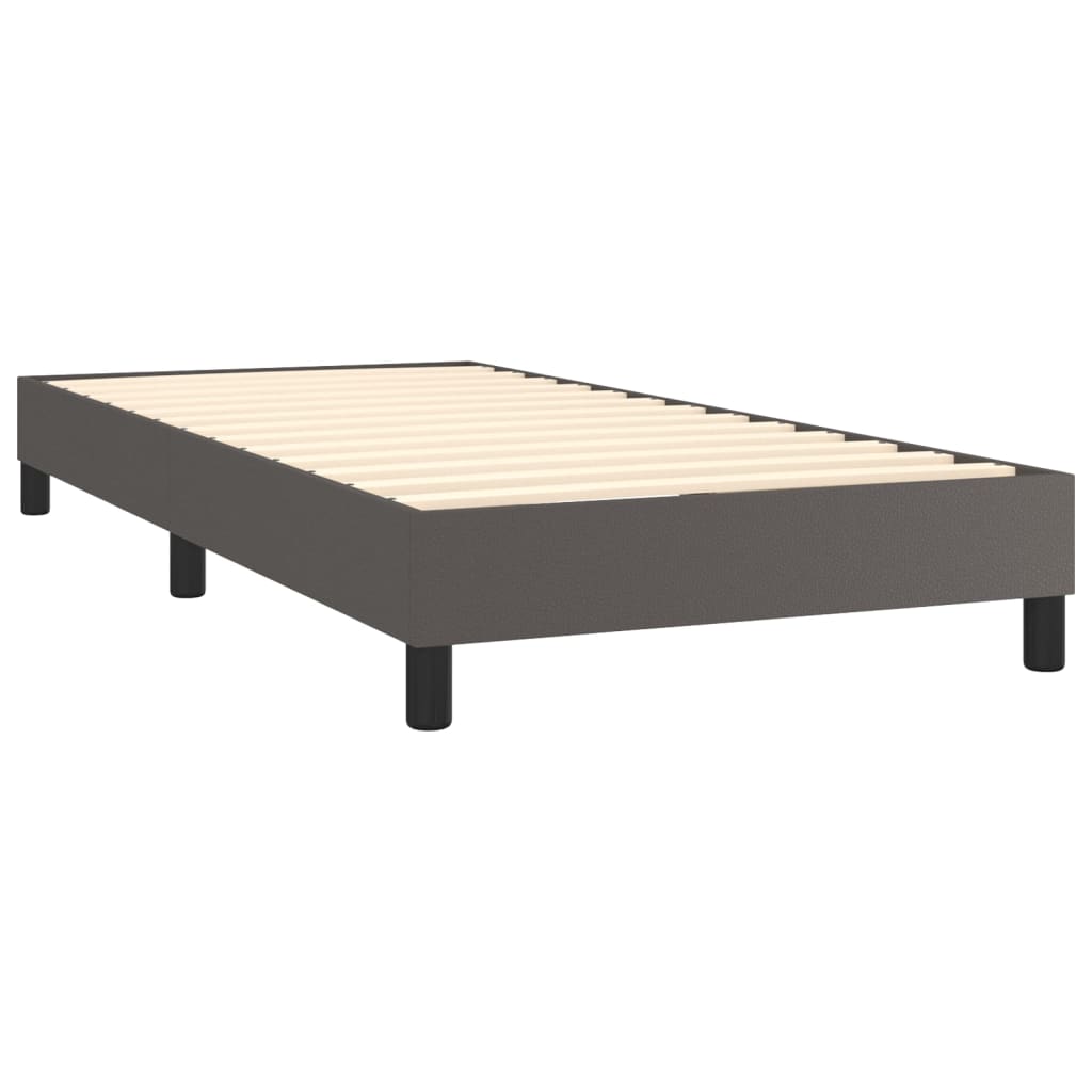 vidaXL Łóżko kontynentalne, szara, 90x190 cm, sztuczna skóra