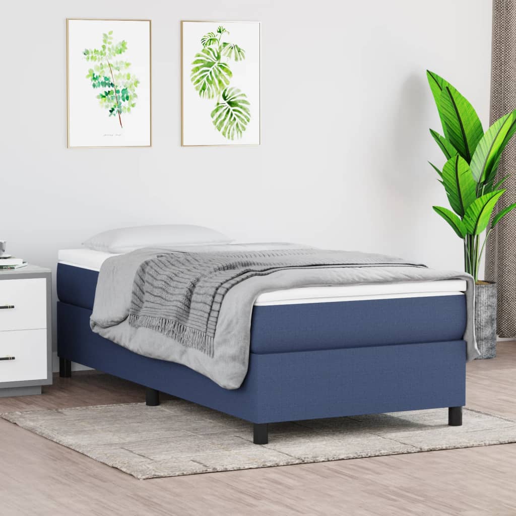 vidaXL Łóżko kontynentalne Niebieska 90x200 cm Tkanina