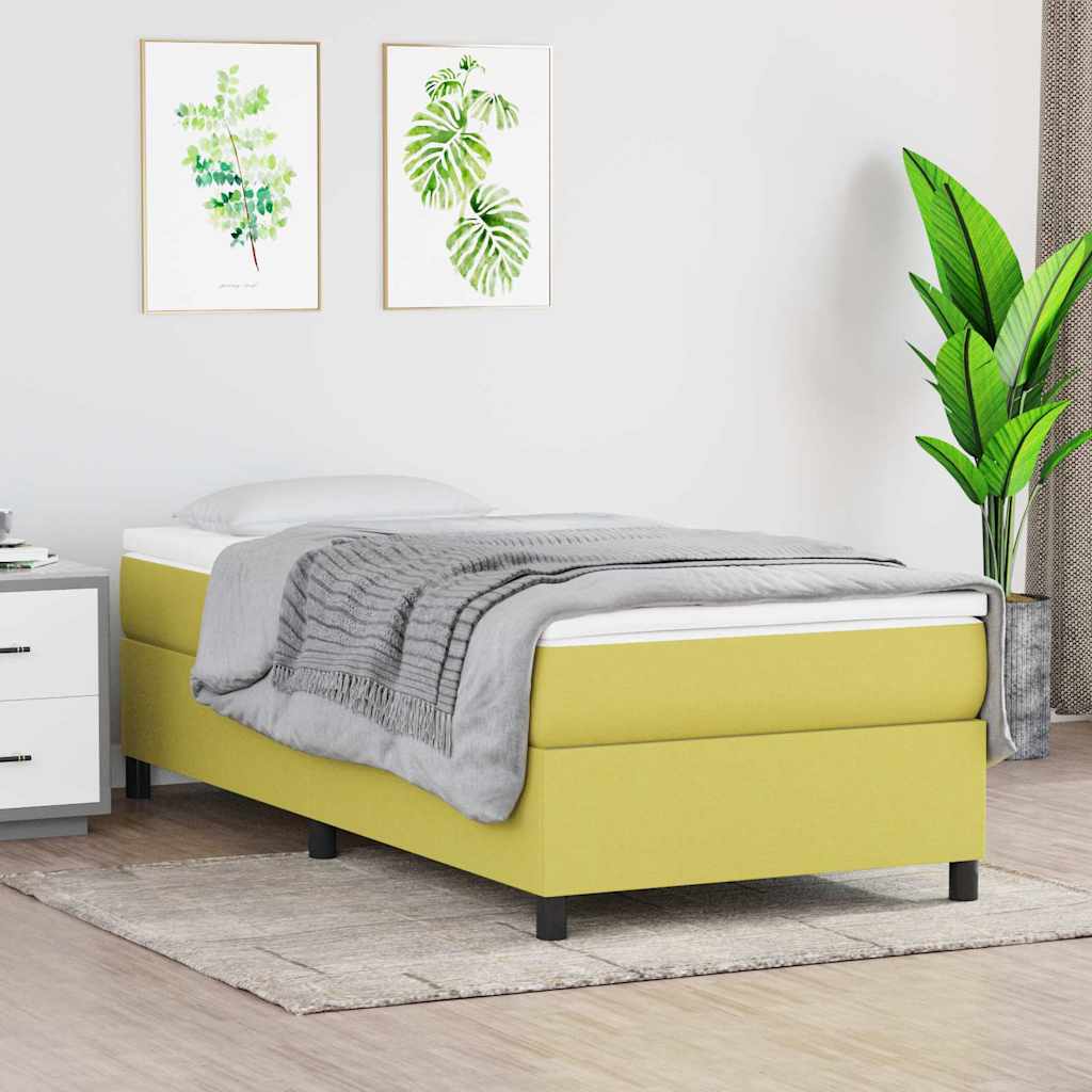 vidaXL Łóżko kontynentalne, zielona, 90 x 200 cm, tapicerowana tkaniną